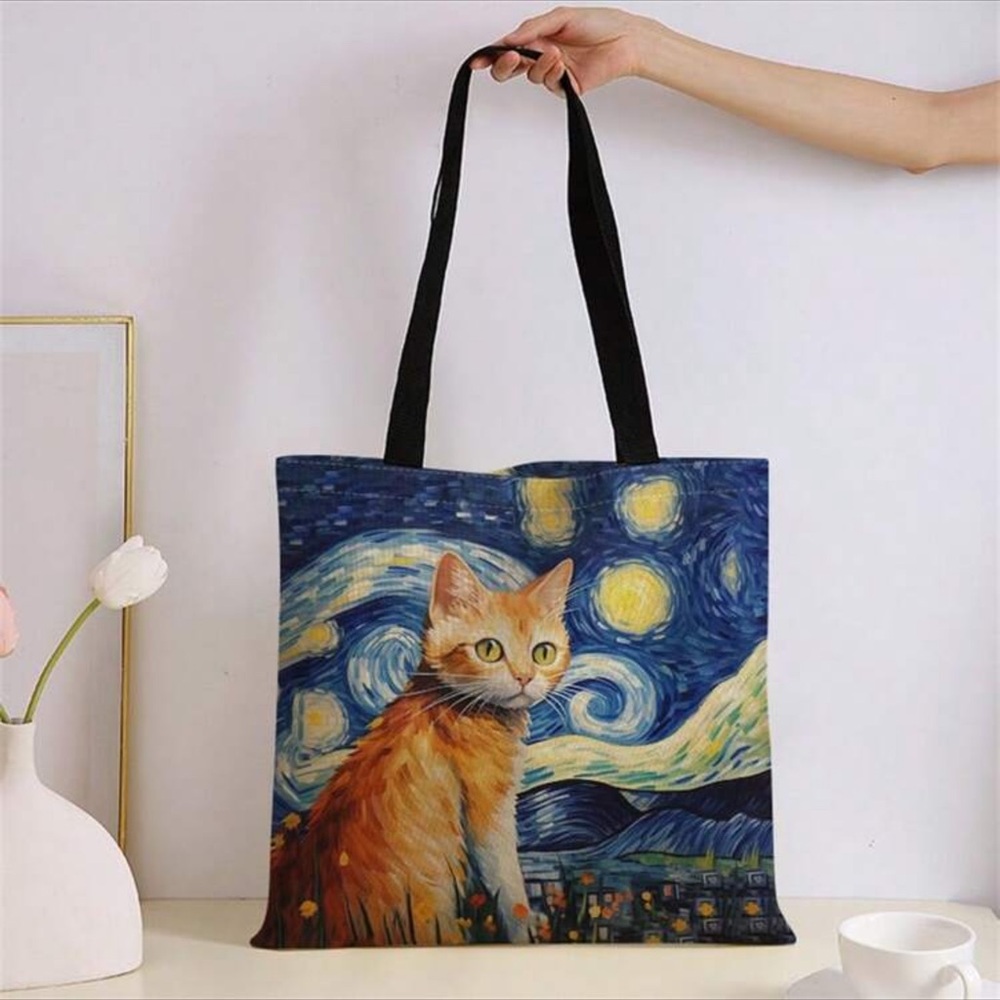 Adorable Orange Tabby Starry Night Tote Bag!